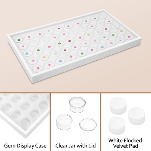 Ikee Design 50 White Foam Gem and Bead Storage Jars Showcase Stackable Display Tray Storage Box for Collectibles, Home Organization, 14.75 W x 8.25 D x 1 H in by Ikee Design - Image 4