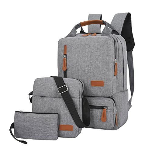 Mochila para hombre y mujer, color sólido, tres computadoras, bolsa de negocios, bolsa de hombro, casual, bolsa a juego con girasoles, gris, Talla única