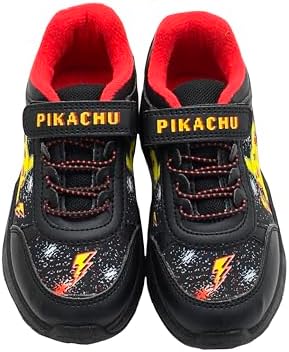 Baskets Enfant Pokemon Pikachu - Noires Avec LEDs - Tailles EU 28 à 39 - Caoutchouc - Personnalisées - Neuf Sans Emballage