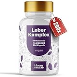 Leber Komplex mit Mariendistel, Artischocke, Löwenzahn, Cholin, Folsäure & Vitamin B12 – 200 vegane Kapseln – produziert in Deutschland – Laborgeprüft