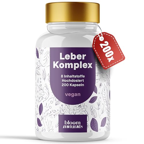Leber Komplex mit Mariendistel, Artischocke, Löwenzahn, Cholin, Folsäure & Vitamin B12 – 200 vegane Kapseln – produziert in Deutschland – Laborgeprüft