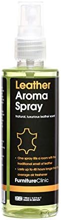 Furniture Clinic Leather Aroma Spray 125ml - Air Freshener, Fresh Leather Scent for Cars, Homes and Shops, Infuses Any Space with Smell of New Leather