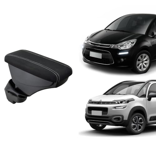 Apoio de Braço C3/Aircross tecido preto Costura branca