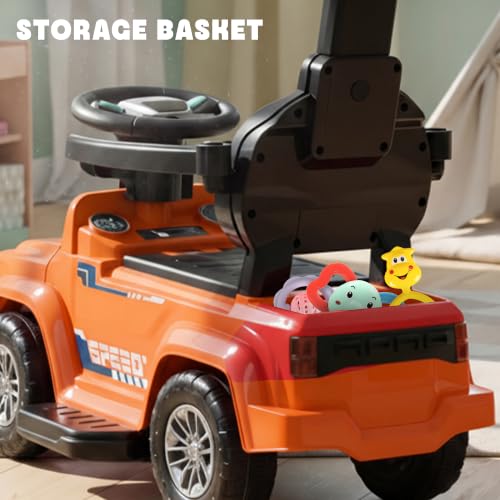 Image of Baybee Roady Pro Ride on Car for Kids | Baby Push Ride on Jeep with Parental Handle & Safety Guardrail | Rideons Toy Car with Backrest, Light & Music | Baby Ride on Cars for Kids 1-3 Years (Orange)