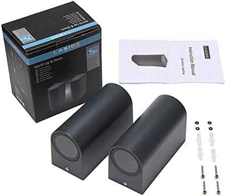 LASIDE Outdoor Wall Lights Pack of 2, Anthracite Grey GU10 Up Down Outside Wall Lights Electric, IP44 Waterproof Aluminium Garden Wall Lights Mains Powered for Patio, Terrace, Balcony, Porch, Garage