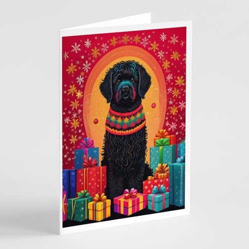 Caroline's Treasures DAC3148GCA7P Puli Holiday Christmas Greeting Cards Pack of 8 Blank Cards with Envelopes Whimsical A7 Size 5x7 Blank Note Cards