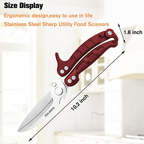 Kitchen Shears,Stainless Steel Sharp Utility Food Scissors,Detachable As A Cleaver,Multipurpose Heavy Duty Spring Loaded Kitchen Scissors With Serrated Edge For Chicken,Poultry,Fish,Herbs,Nuts #TOP4