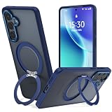 Funda para Samsung Galaxy S26 Plus, Compatible con MagSafe Carcasa Antigolpes Mate Case con Soporte Giratorio de 360°, Azul