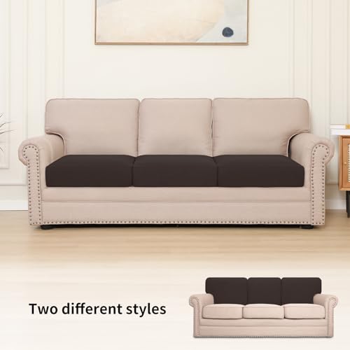 Image of Easy-Going Stretch 3 Pieces Oversized Couch Cushion Cover for Sofa Seat