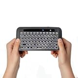 Kabellose Mini-Tastatur mit Touchpad, 2,4 GHz, Auto-Rotation, Touch-Panel, IR-Fernlernen, wiederaufladbare Tasten mit Hintergrundbeleuchtung und 7-farbiges Atemlicht für Android-TV-Box, PC, Mac, PS4