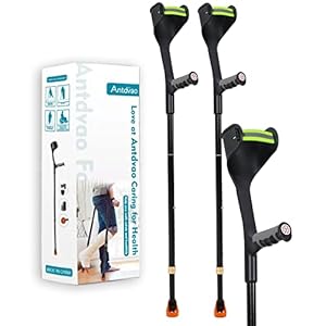 Antdvao Forearm Crutches Pair, Folding Forearm Crutches Lightweight Adjustable,with Rubber Handles, Comfortable Grip and Wear-Resistant, Non-Slip Forearm Crutches for Heavy Duty (Black)