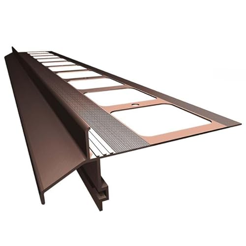 Renoplast® Perfil de Alero de Aluminio K40 200cm Marrón | Acabado de Terrazas y Balcones | Suelos de Baldosas sobre Mortero Adhesivo | Sistemas de Drenaje de Agua | Perfil Angular | Anticorrosión