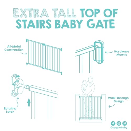 Image of Regalo Safety 36 inch Extra Tall Baby Gate for Top of Stairs & Dooways
