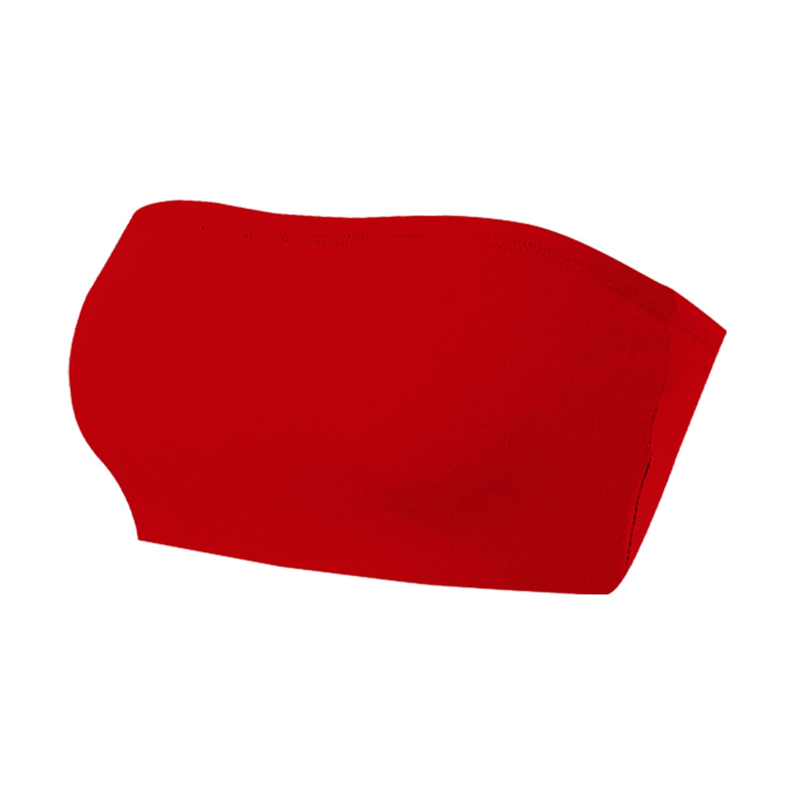 Netsetuk Women's Red Strapless Bandeau Boob Tube Solid Seamless Vest Inner Bra Support Causal Stretchy Sleeveless Crop Tops For Summer Beach Wear
