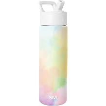 Simple Modern Insulated Water Bottle with Straw | 22oz | Tie Dye | Summit Stainless Steel Water Bottles, Metal Cup | Leak Proof for School, Gym, Travel, Sports | Cotton Candy Tie Dye