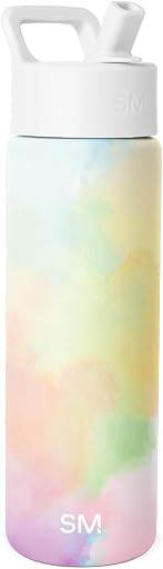 Simple Modern Insulated Water Bottle with Straw | 22oz | Tie Dye | Summit Stainless Steel Water Bottles, Metal Cup | Leak Proof for School, Gym, Travel, Sports | Cotton Candy Tie Dye