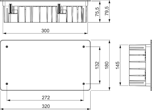 Miniatura 2 de Caja Conexion Empotrar En Tabique Hueco Blue 300x150x75mm Caja Con Carril Dinsolera 5530gwd