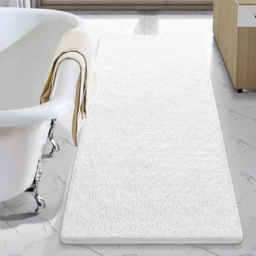 LOCHAS Luxury Bathroom Rug Shaggy Bath Mat 24 x 54 Inch, White by LOCHAS - Used condition - US$38.27
