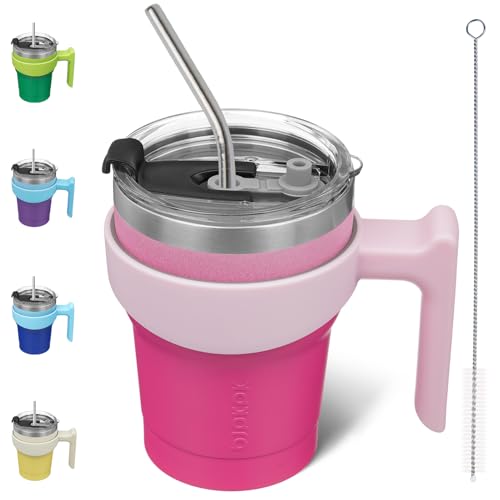 Image of BJPKPK 10 oz Mini Tumbler with Lid, Straw & Handle, Insulated Steel Cup