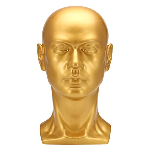 Cabeza de maniquí masculina profesional para auriculares Consola de juegos Sombreros Pelucas exhibición de la joyería (oro/negro/negro brillante) Cover