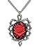 Gothic Red Rose Cameo in Thorns Pendant Necklace