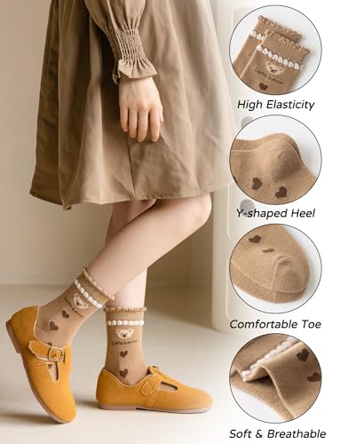 SEAUR 5 Pairs Little Girls Boys Soft Cotton Socks Crew Ankle Sock Cute Pattern Dress Socks3