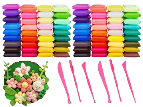 72 Pieces Modelling Clay for Children, Modelling Clay, Air Dry Clay, Fommy Modellable, Magic Air Drying Clay for Children, Self-Hardening Modelling Paste