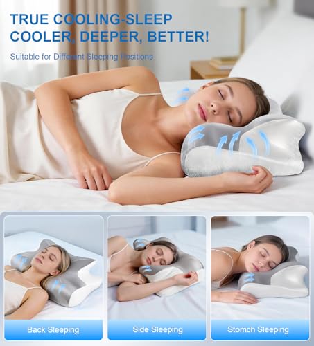 Neck Cervical Pillow, Side Sleeper Pillow, Ergonomic Contour Silky Smooth Luxury Memory Foam Pillows for Side Back Stomach Sleepers (23.5x14.5x5.5in) — view 4