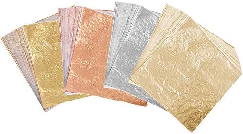 100 Rose Gold Leaf Flake Composition Gilding Leaf Sheets In - Foto 3