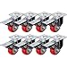 Online Best Service 8 Pack With Brake Caster Wheels Swivel Plate Casters On Red Polyurethane Wheels