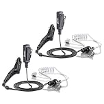 zeadio Surveillance Covert Air Acoustic Tube Walkie Talkie Earpiece Headset with Push-To-Talk Microphone for Motorola Multipin Two Way Radio (Pack of 2)