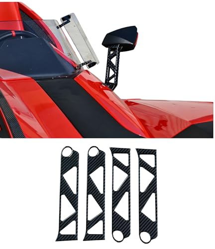 Image of Carbon Fiber 4PCS (2 Pair) Peel & Stick Side View Mirror Upper Arm Trim for Polaris Slingshot 2015-2026