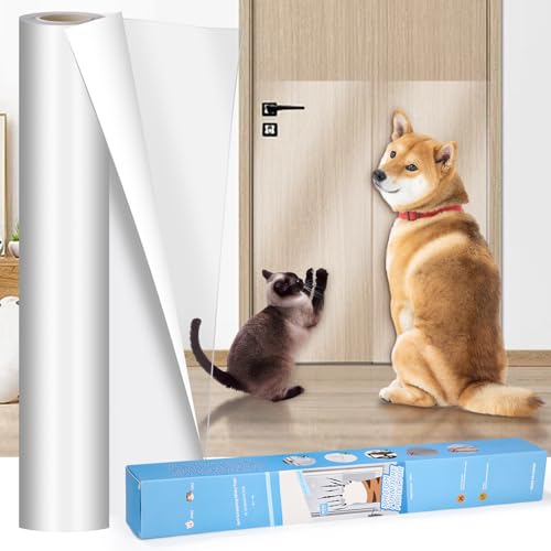 Zaxiva Kratzschutz Sofa Katze, 8m x 43cm Kratzfolie Katzen Selbstklebend, Transparente Anti Kratz Folie für Katzen, Kratzschutz für Hundetüren,...