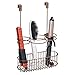 mDesign Over Door Bathroom Hair Hot Styling Tool Organizer Storage Basket for Hair Dryer, Flat Iron, Curling Wand, Hair Straightener - Hang Inside/Outside Cabinet Doors, 3 Sections - Venetian Bronze