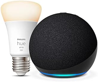 All-new Echo Dot (5th generation, 2022 release), Charcoal + Philips Hue White Smart Light Bulb LED (E27), Works with Alexa - Smart Home Starter Kit
