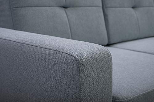 Sofa 3 Sitzer Sofa Couch Garnitur Stoff Samt (Velour) Glamour Wohnlandschaft mit Schlaffunktion - ELDE (Menthe) – Bild 5