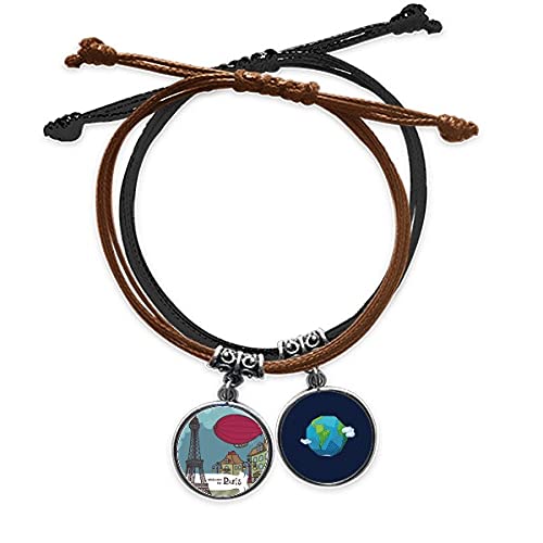 Pulsera de cuerda París Torre Eiffel para amantes de los viajes cotidianos