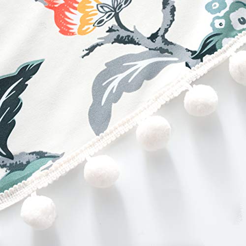 Driftaway Ada Sketch Botanical Flower Floral Leaf Print Thermal Insulated Window Curtain Swag Valance Rod Pocket 52 Inch By 28 Inch Plus 2 Inch Header Ivory Orange Teal #TOP2