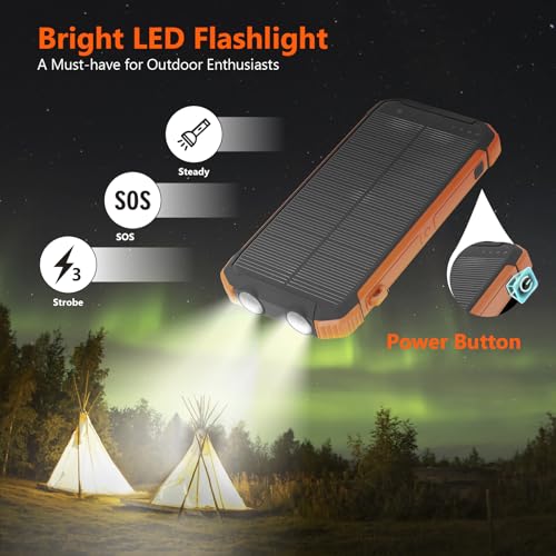 image for ERRBBIC Solar Charger Power Bank 20000mAh, Portable Wireless Charger, 