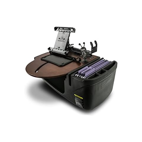 AutoExec AUE49350 RoadMaster Car Desk Mahogany Finish with Phone Mount, Printer Stand and Tablet Mount Cover