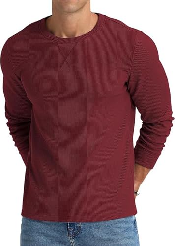 Chemises gaufrées à col rond et manches longues pour homme, chemises gaufrées à manches longues pour hommes, hauts décontractés en tricot, Ddp-11, XXL