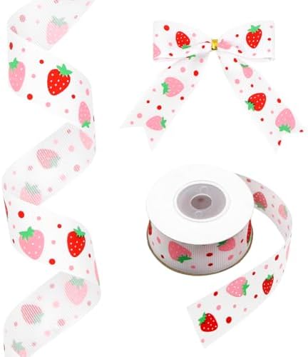 Amazon.com: Strawberry Ribbon, Pastel Red and Pink Strawberry with ...
