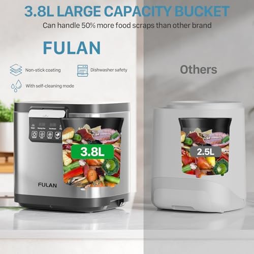Jopisin 3.8L Electric Composter for Kitchen Indoor: Large Capacity, Odorless, Smart Auto Garbage Disposal, Timer Display, Turn Waste to Pre-Compost for Plants - 4