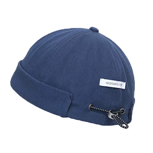 Docker Cap Brimless Hat für Männer Frauen Beanie Rollbündchen Retro Skullcap Miki Hat, Blau, Einheitsgröße Cover