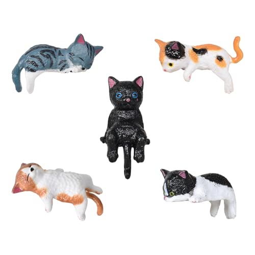 Figuras de gatos realista, conjunto de brinquedos de figuras de gatinho, ornamentos de gatinhos em miniatura para decoração de bolos, decoração de casa, presente de aniversário, 5 peças