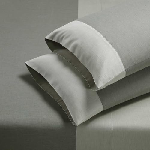 Calvin Klein - Queen Size Sheet Set, Buttery Soft Cotton Sateen Bedding with Deep Pockets, Lightweight for Year Round Comfort, 3 Piece Bed Sheets with Matching Pillowcases (Contrast Weave Green) by Calvin Klein - Used condition - Image 5