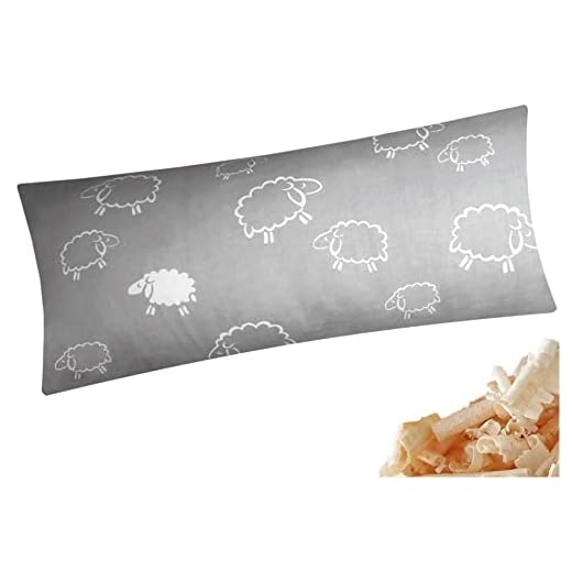 Heubergshop Zirbenkissen 40x80cm - Schafe in Grau und Weiß - Zirbenspäne Reißverschluss (Zirbe-99-7-40x80)