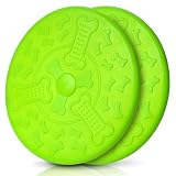 Honigpfote Hunde 2 x Frisbee 19 cm in knalliger Farbe schwimmend aus flexiblem Naturkautschuk, Interaktives Outdoor- Hundespielzeug, Wurfspielzeug für Hunde