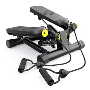 Twist Stepper with Resistance Bands, Stepper Machine with 300LBS Weight Capacity, Mini Stepper for Full Body Workout, Adjustable Step Height, Smooth and Quiet, Stepper for Exercise at Home