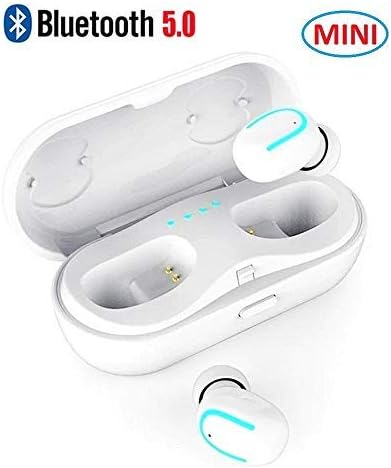 CUFOK True Wireless Earbuds Bluetooth 5.0 Headphones Deep Bass HiFi 3D Stereo Mini TWS Earbuds Noise Cancelling Handsfree Headset with Microphone for Apple iPhone Google Pixel Samsung Phone (White)
